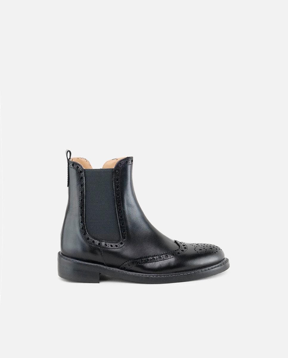 Botas unisex de piel metalizada picada estilo chelsea - Eli 1957 - Negro Negro-1