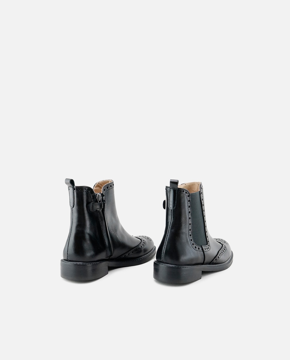 Botas unisex de piel metalizada picada estilo chelsea - Eli 1957 - Negro Negro-3