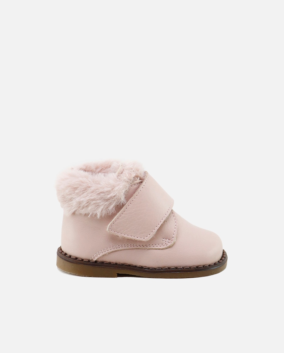 Imagen 1 de Botas de bebé de piel con forro de pelo Rosa claro