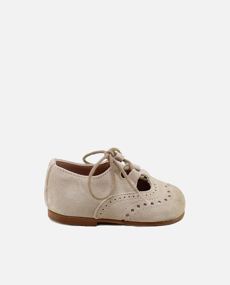 Zapato de cordones de bebé en ante picado - Eli 1957 - Beige Beige-1