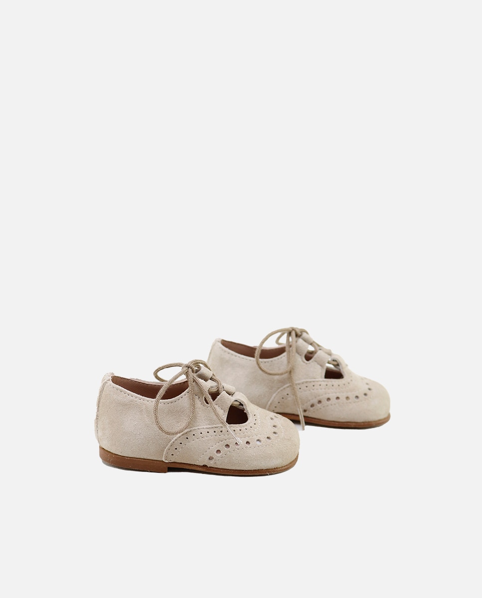 Zapato de cordones de bebé en ante picado - Eli 1957 - Beige Beige-2
