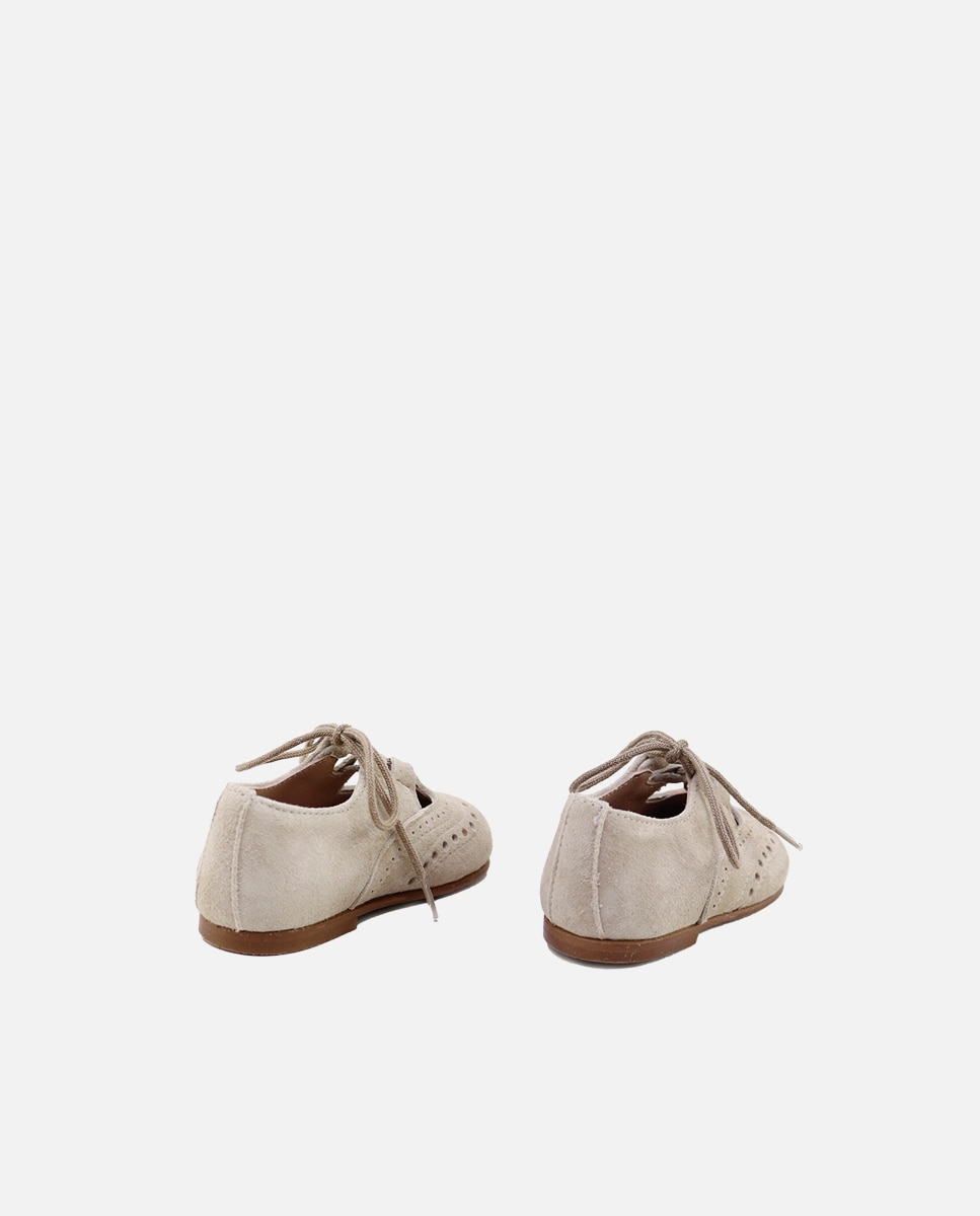 Zapato de cordones de bebé en ante picado - Eli 1957 - Beige Beige-3