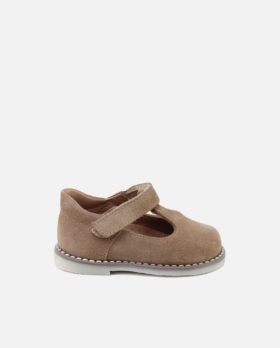 Pepitos de bebé en piel serraje con cierre adherente - Eli 1957 - Camel Camel-1
