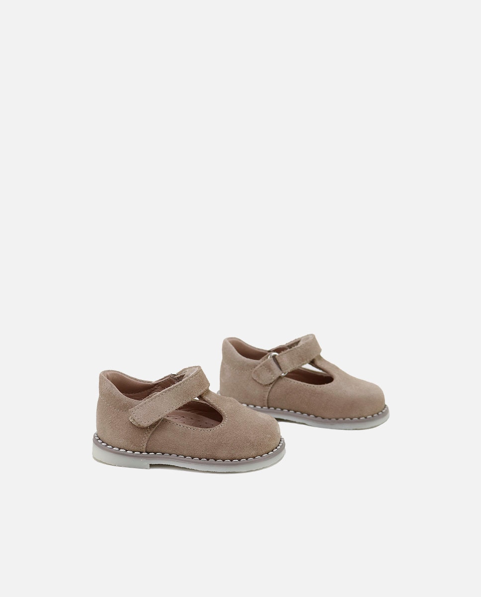 Pepitos de bebé en piel serraje con cierre adherente - Eli 1957 - Camel Camel-2