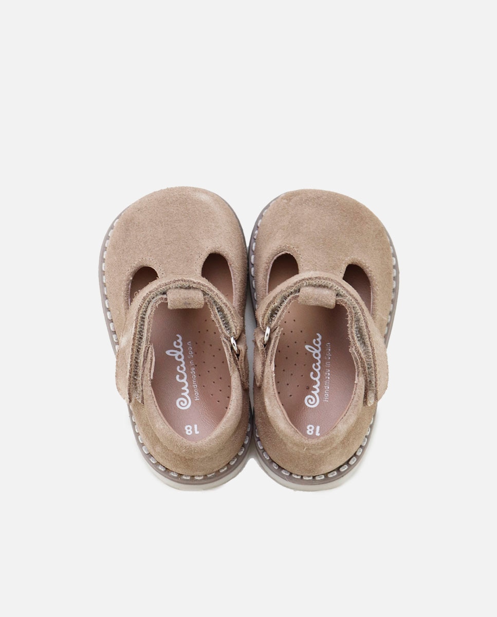 Pepitos de bebé en piel serraje con cierre adherente - Eli 1957 - Camel Camel-4