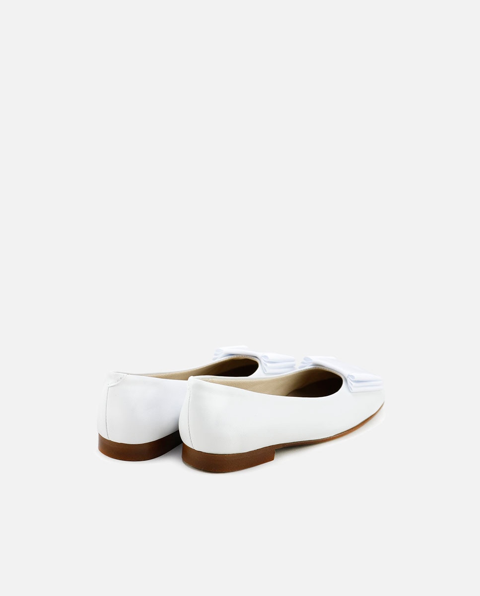 Bailarinas de niña en piel con lazo zapatero - Eli 1957 - Blanco Blanco-3