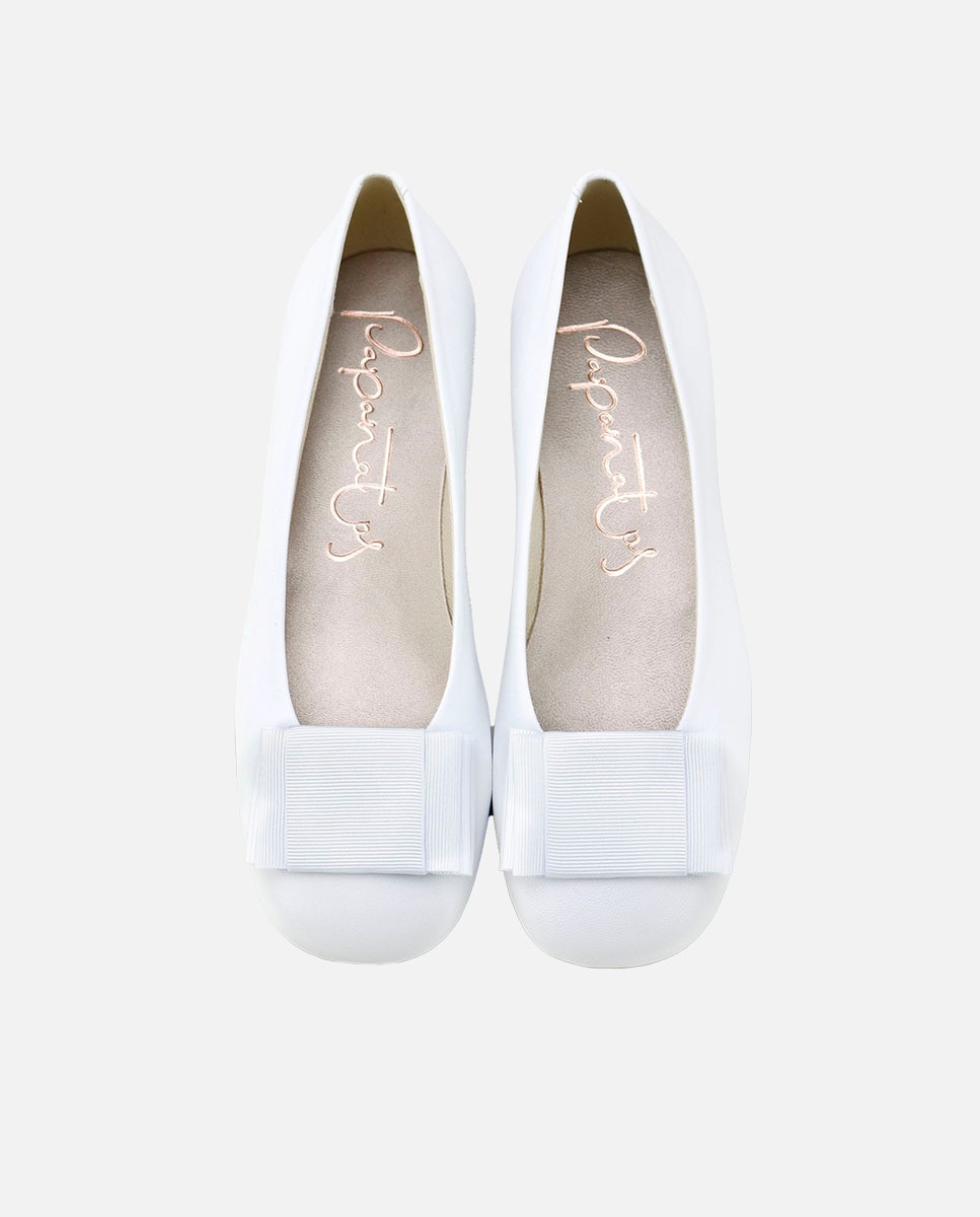 Bailarinas de niña en piel con lazo zapatero - Eli 1957 - Blanco Blanco-4