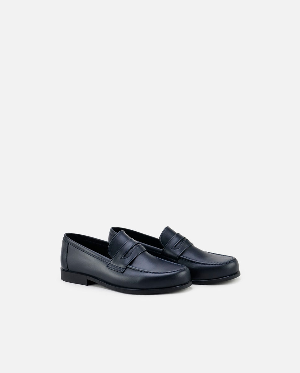 Mocasines de niño en piel con antifaz - Eli 1957 - Azul Azul-2