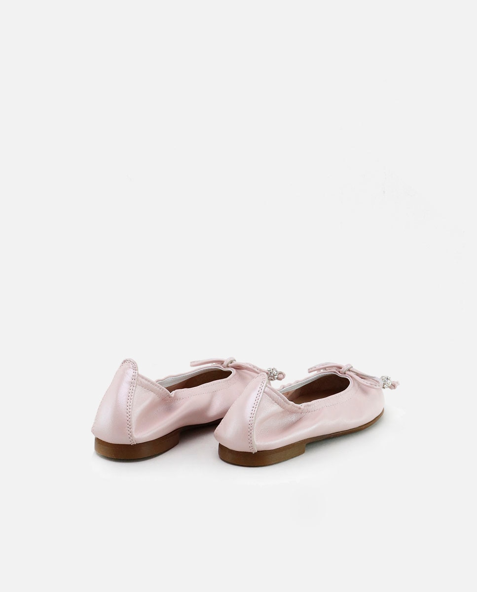 Imagen 3 de Bailarinas de niña en piel con lazo y cristales - Eli 1957 - Rosa Rosa
