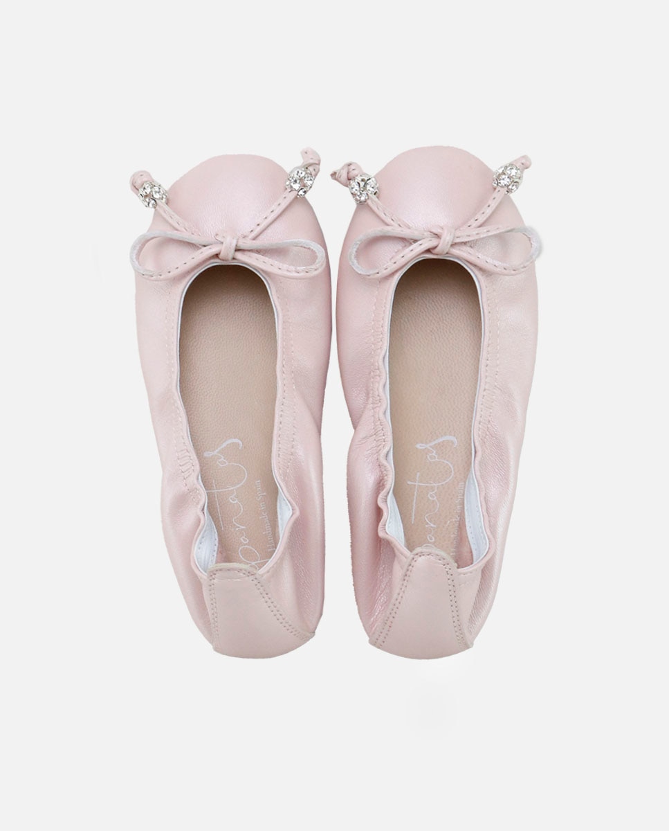 Imagen 4 de Bailarinas de niña en piel con lazo y cristales - Eli 1957 - Rosa Rosa