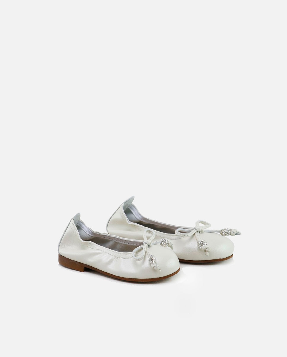 Imagen 2 de Bailarinas de niña en piel con lazo y cristales - Eli 1957 - Beige Beige