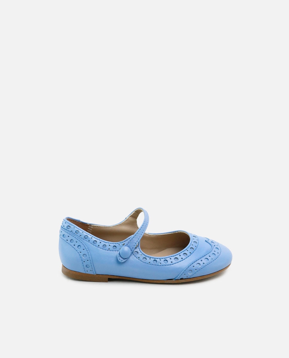Imagen 1 de Merceditas de niña en piel con picados - Eli 1957 - Azul Azul