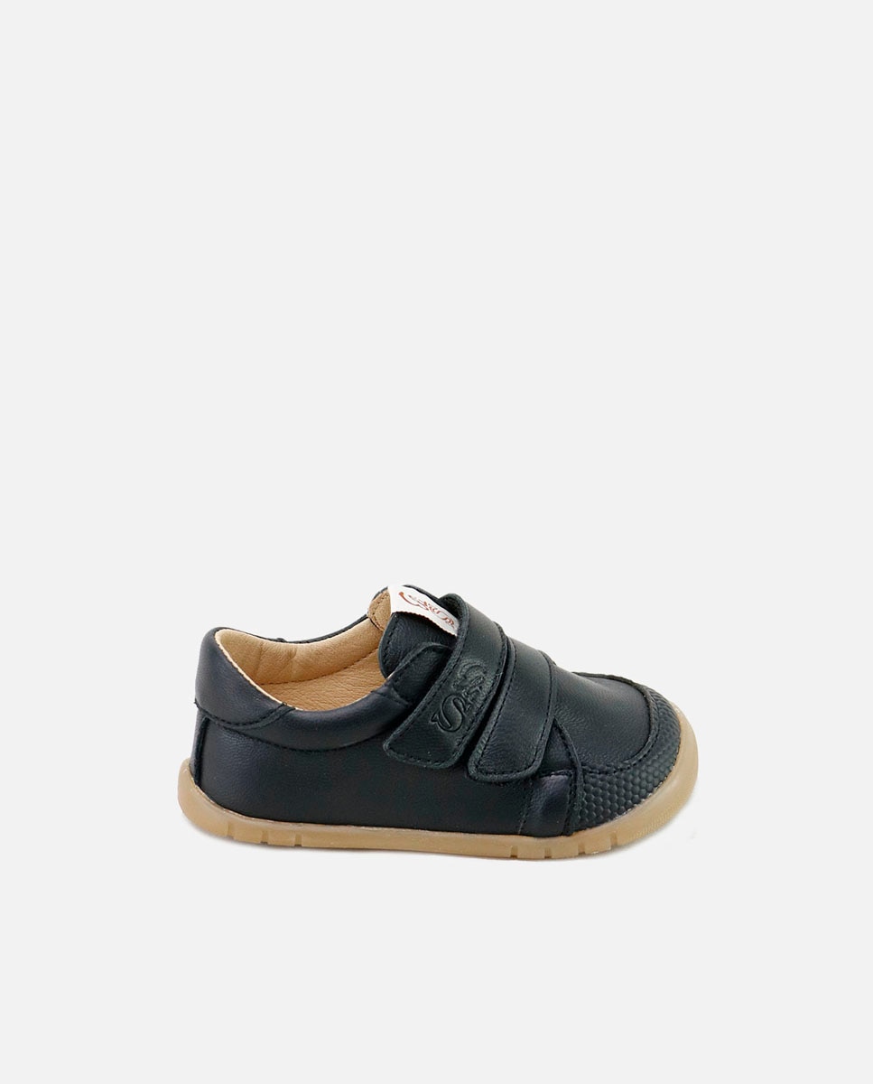 Zapatillas barefoot de bebé en piel con doble cierre adherente - Eli 1957 - Negro Negro-1