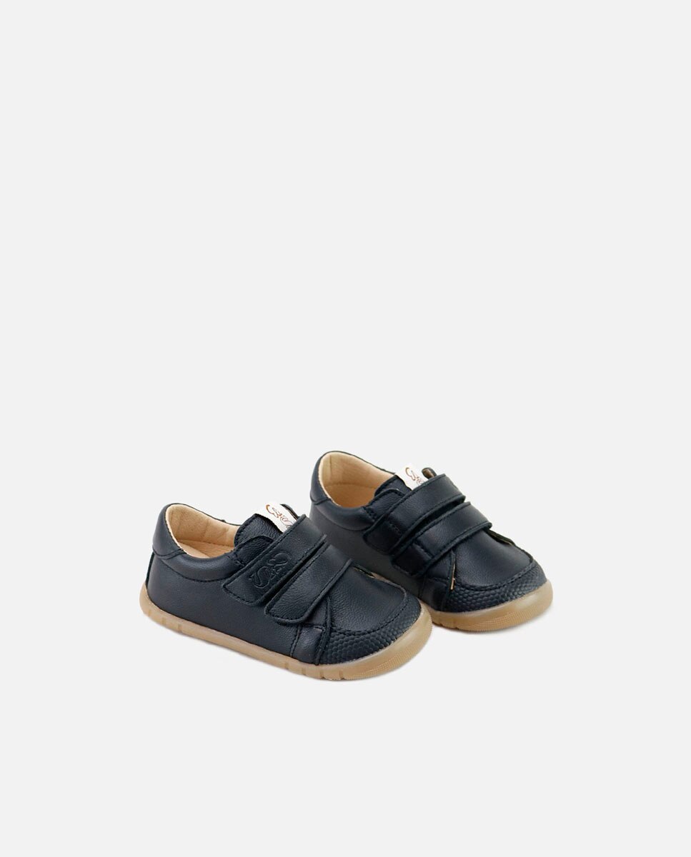 Zapatillas barefoot de bebé en piel con doble cierre adherente - Eli 1957 - Negro Negro-2