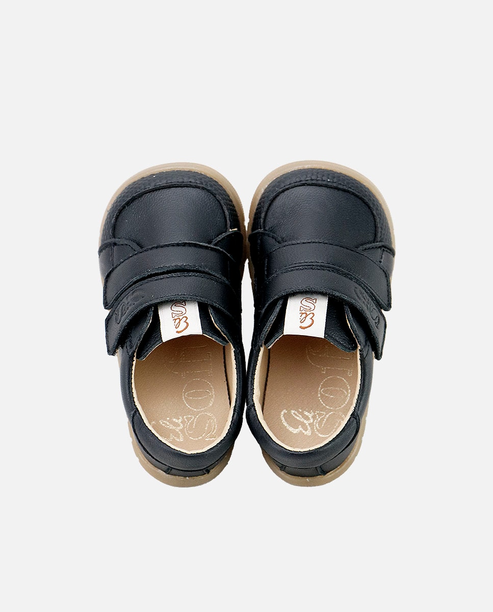 Zapatillas barefoot de bebé en piel con doble cierre adherente - Eli 1957 - Negro Negro-4