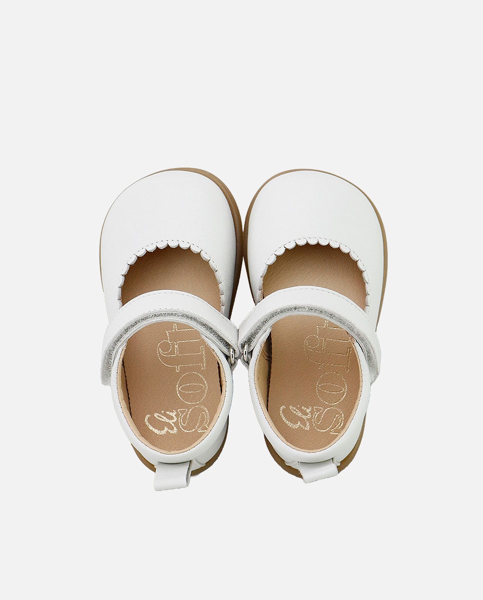 Merceditas barefoot de bebé niña en piel con cierre adherente - Eli 1957 - Blanco Blanco-4