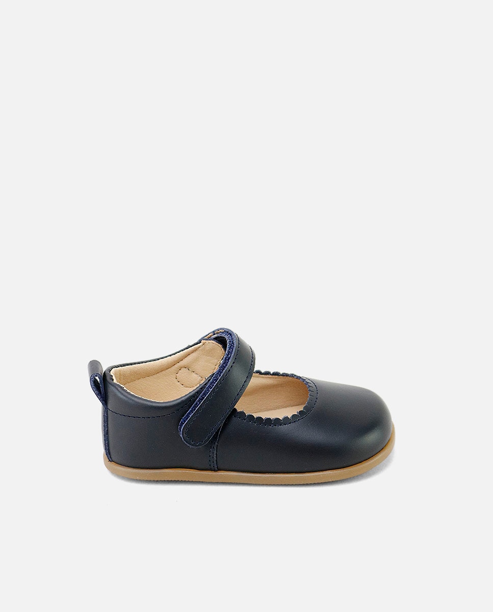 Merceditas barefoot de bebé en piel con cierre adherente - Eli 1957 - Azul marino Azul marino-1