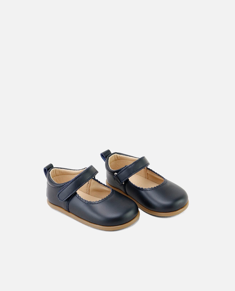 Merceditas barefoot de bebé en piel con cierre adherente - Eli 1957 - Azul marino Azul marino-2