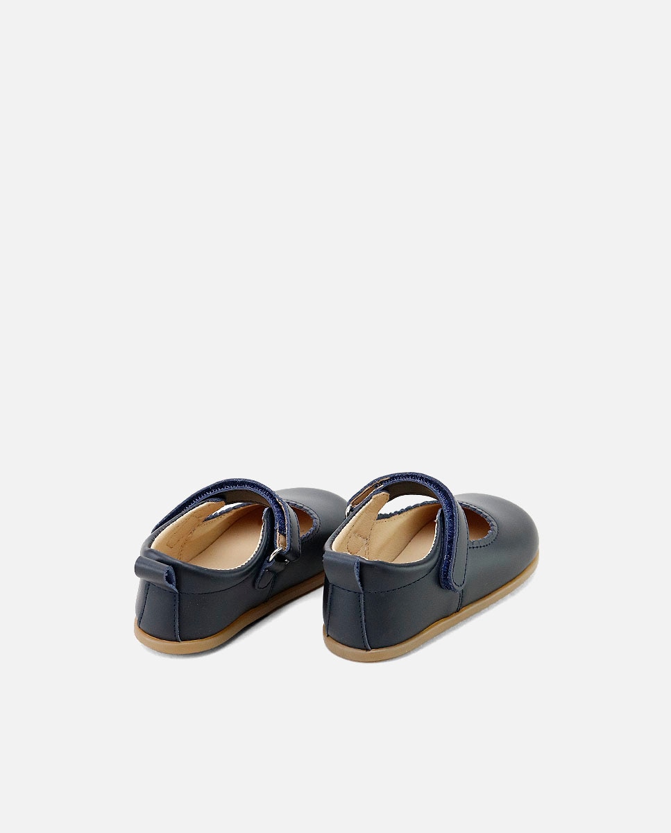 Merceditas barefoot de bebé en piel con cierre adherente - Eli 1957 - Azul marino Azul marino-3