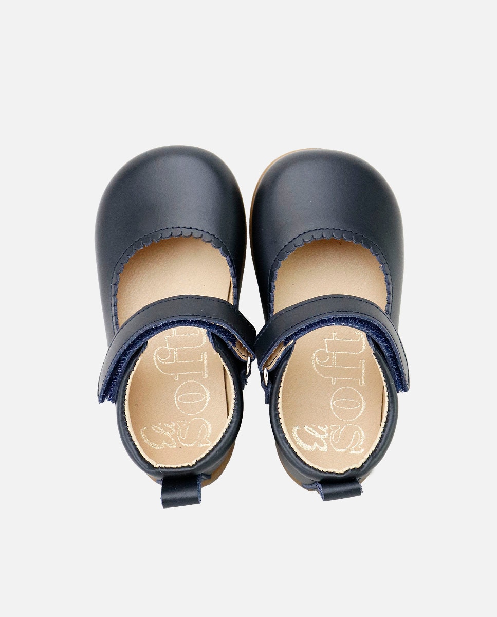 Merceditas barefoot de bebé en piel con cierre adherente - Eli 1957 - Azul marino Azul marino-4