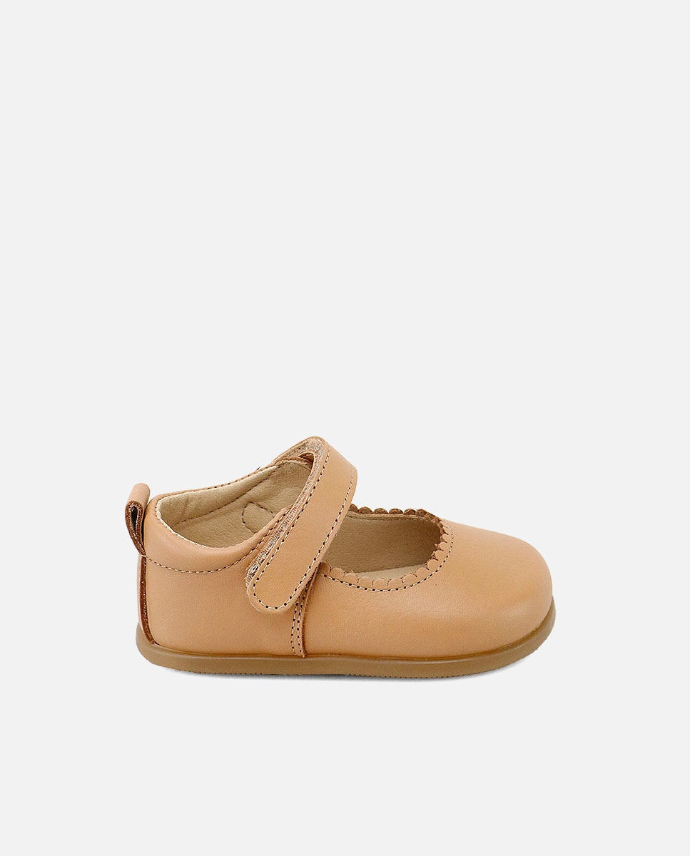 Merceditas barefoot de bebé en piel con cierre adherente - Eli 1957 - Camel Camel-1
