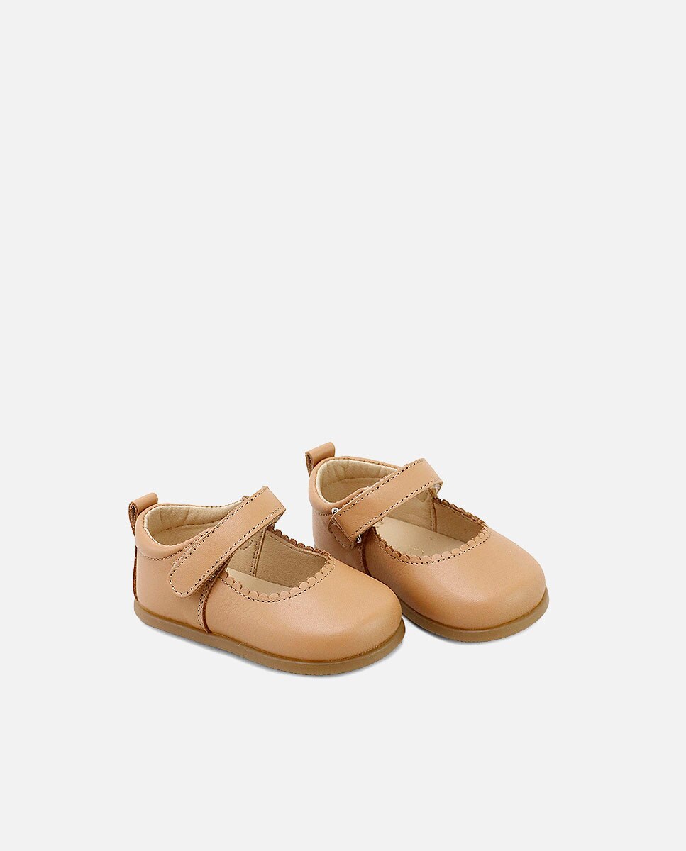 Merceditas barefoot de bebé en piel con cierre adherente - Eli 1957 - Camel Camel-2
