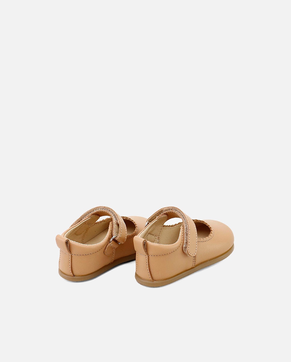 Merceditas barefoot de bebé en piel con cierre adherente - Eli 1957 - Camel Camel-3