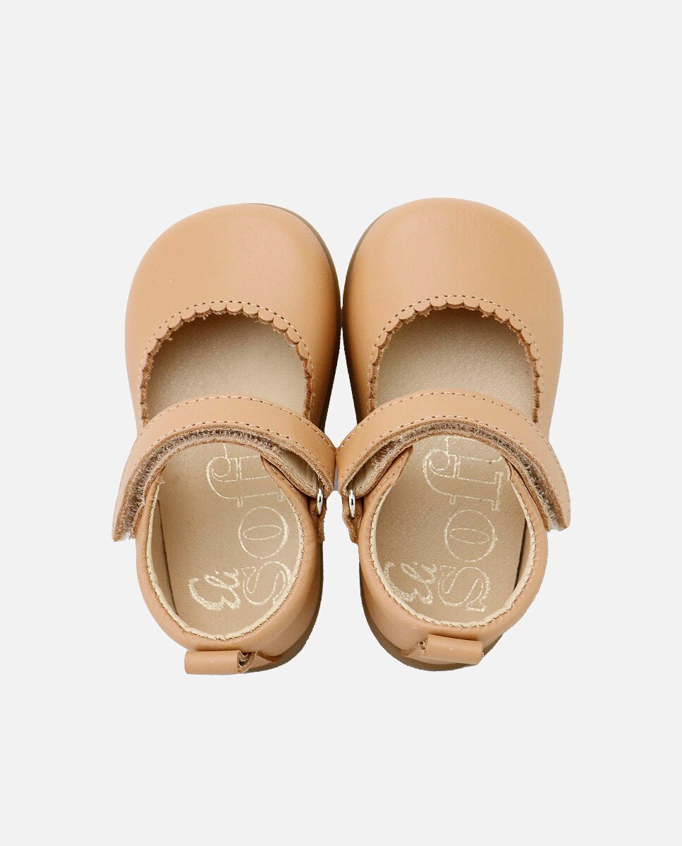 Merceditas barefoot de bebé en piel con cierre adherente - Eli 1957 - Camel Camel-4