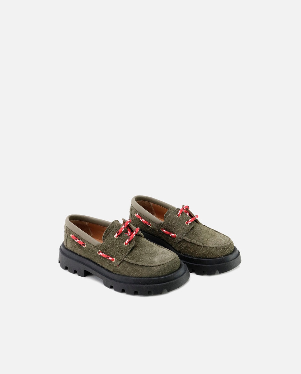 Zapatos náuticos piel suela track - Eli 1957 - Verde militar Verde militar-2