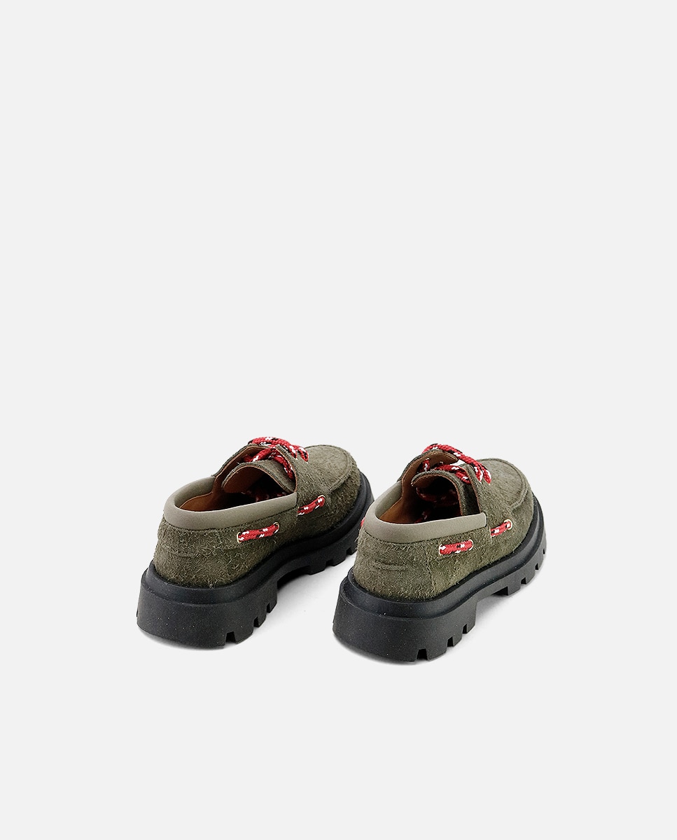 Zapatos náuticos piel suela track - Eli 1957 - Verde militar Verde militar-3