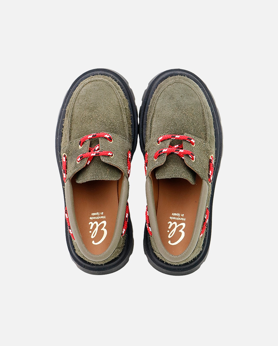 Zapatos náuticos piel suela track - Eli 1957 - Verde militar Verde militar-4