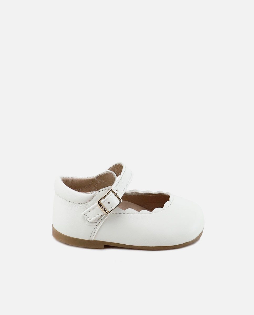Imagen 0 de Merceditas de bebé en piel con hebilla Beige