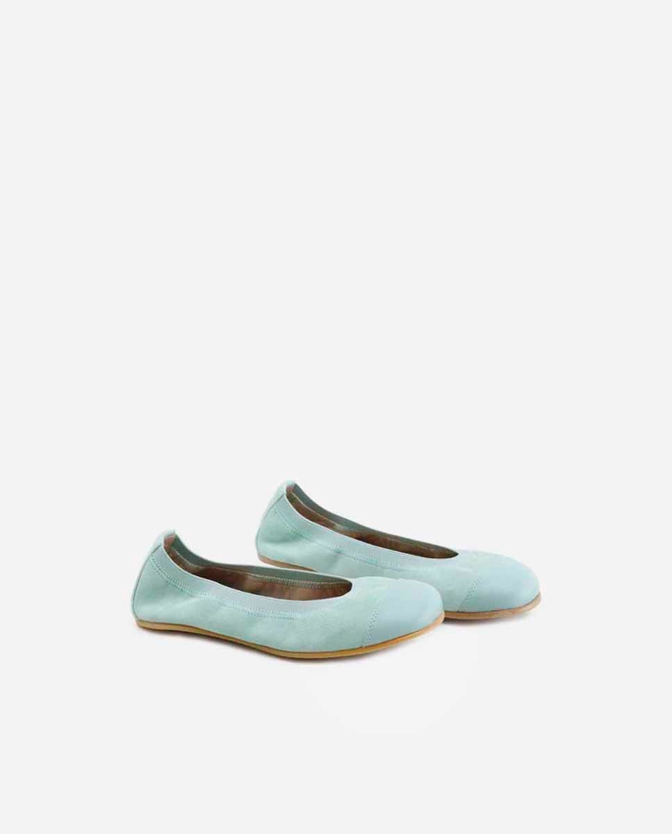 Bailarinas de niña en piel con elástico y puntera - Eli 1957 - Verde Verde-2