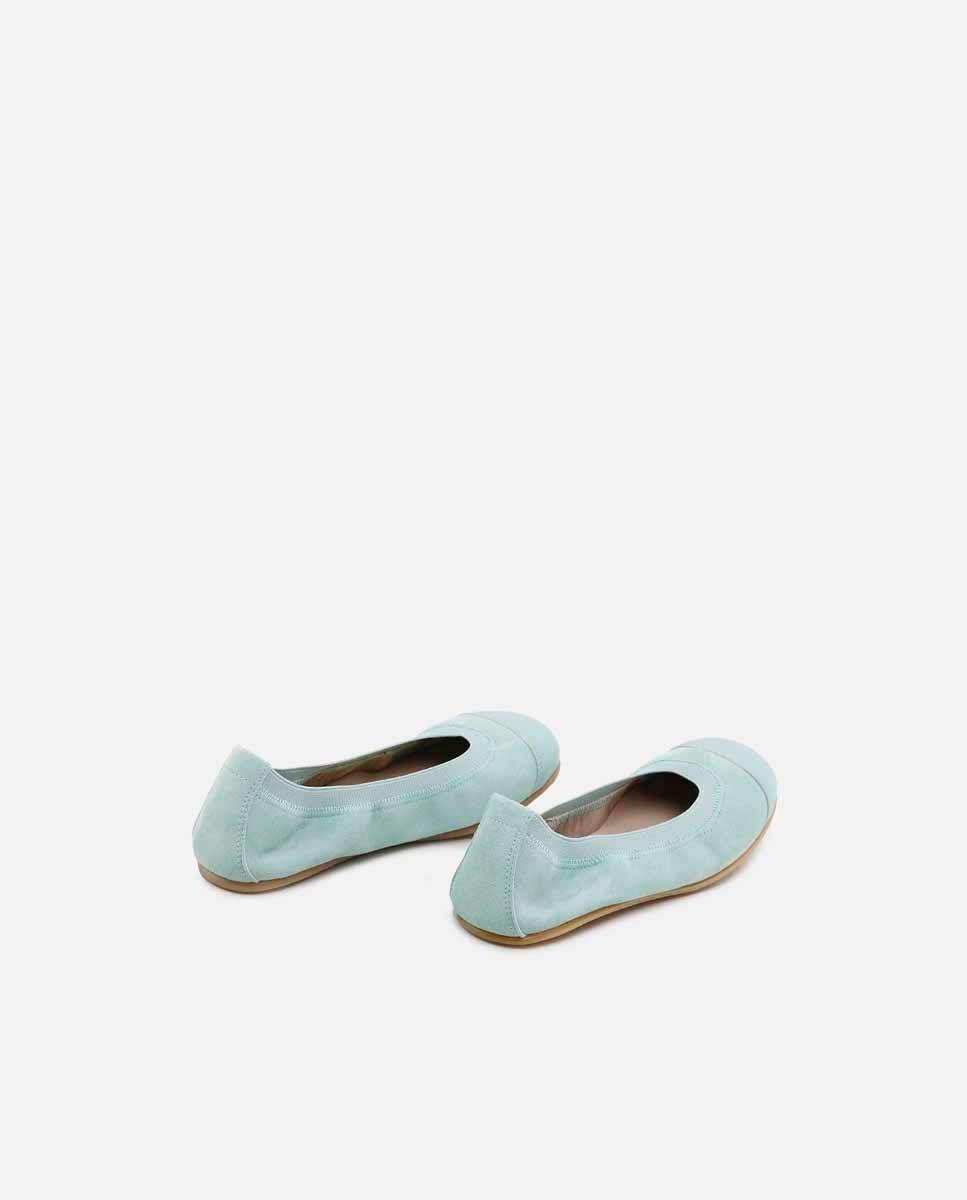 Bailarinas de niña en piel con elástico y puntera - Eli 1957 - Verde Verde-3