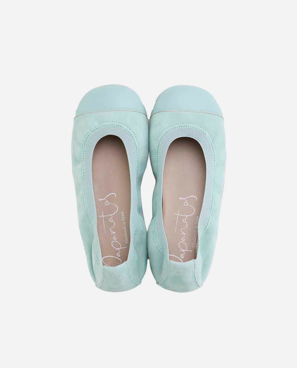 Bailarinas de niña en piel con elástico y puntera - Eli 1957 - Verde Verde-4