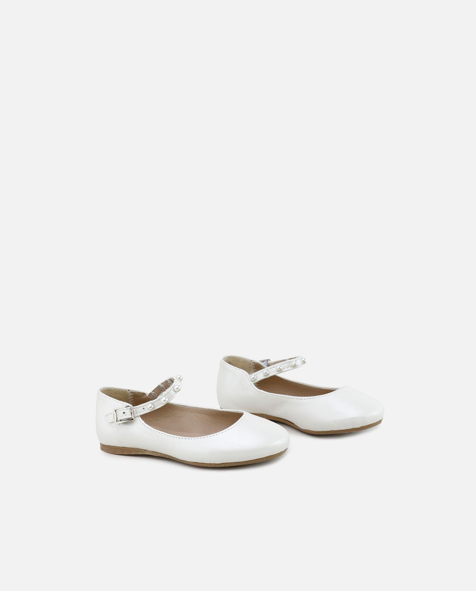 Merceditas de niña en piel con perlas - Eli 1957 - Blanco Blanco-2