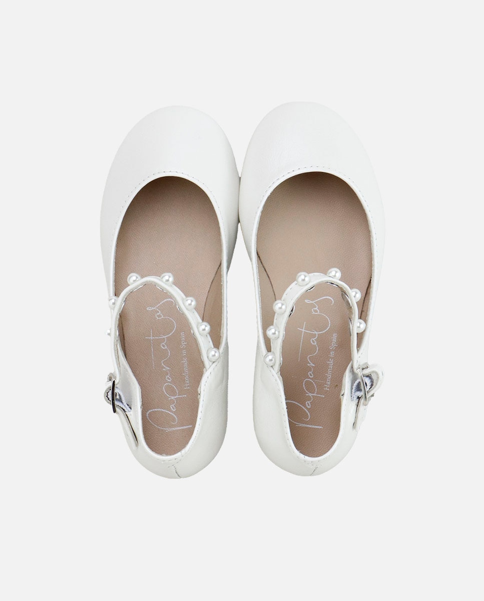 Merceditas de niña en piel con perlas - Eli 1957 - Blanco Blanco-4