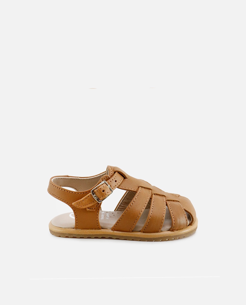 Eli 1957 - Sandalias barefoot de bebé en piel estilo cangrejera.