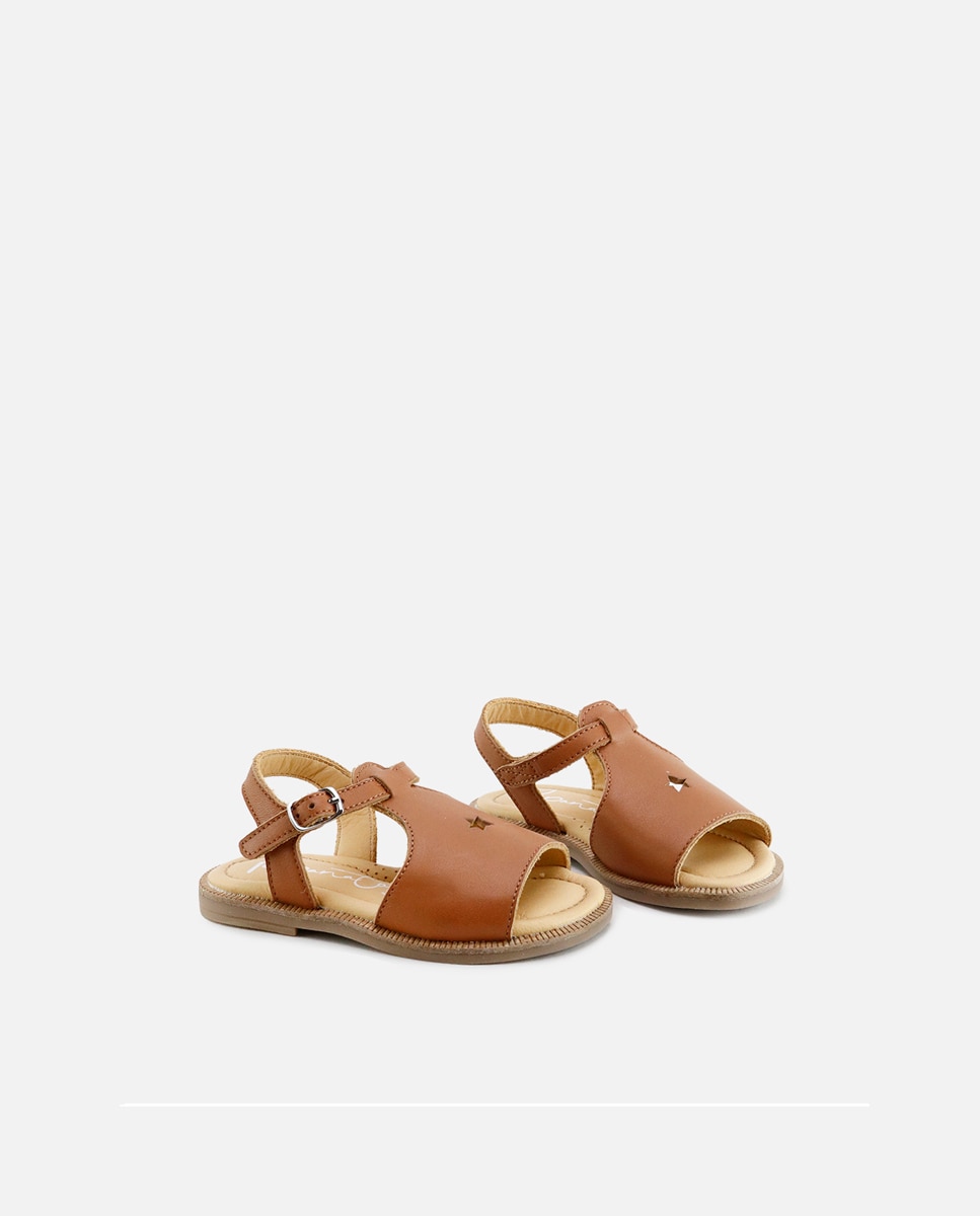 Sandalias unisex en piel con estrella perforada - Eli 1957 - Camel Camel-2