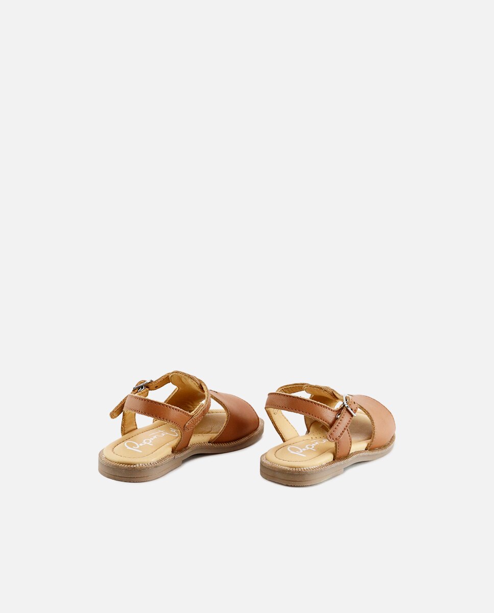 Sandalias unisex en piel con estrella perforada - Eli 1957 - Camel Camel-3