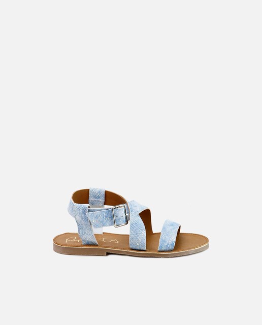 Imagen 0 de Sandalias de niña en piel serraje print leo con hebilla