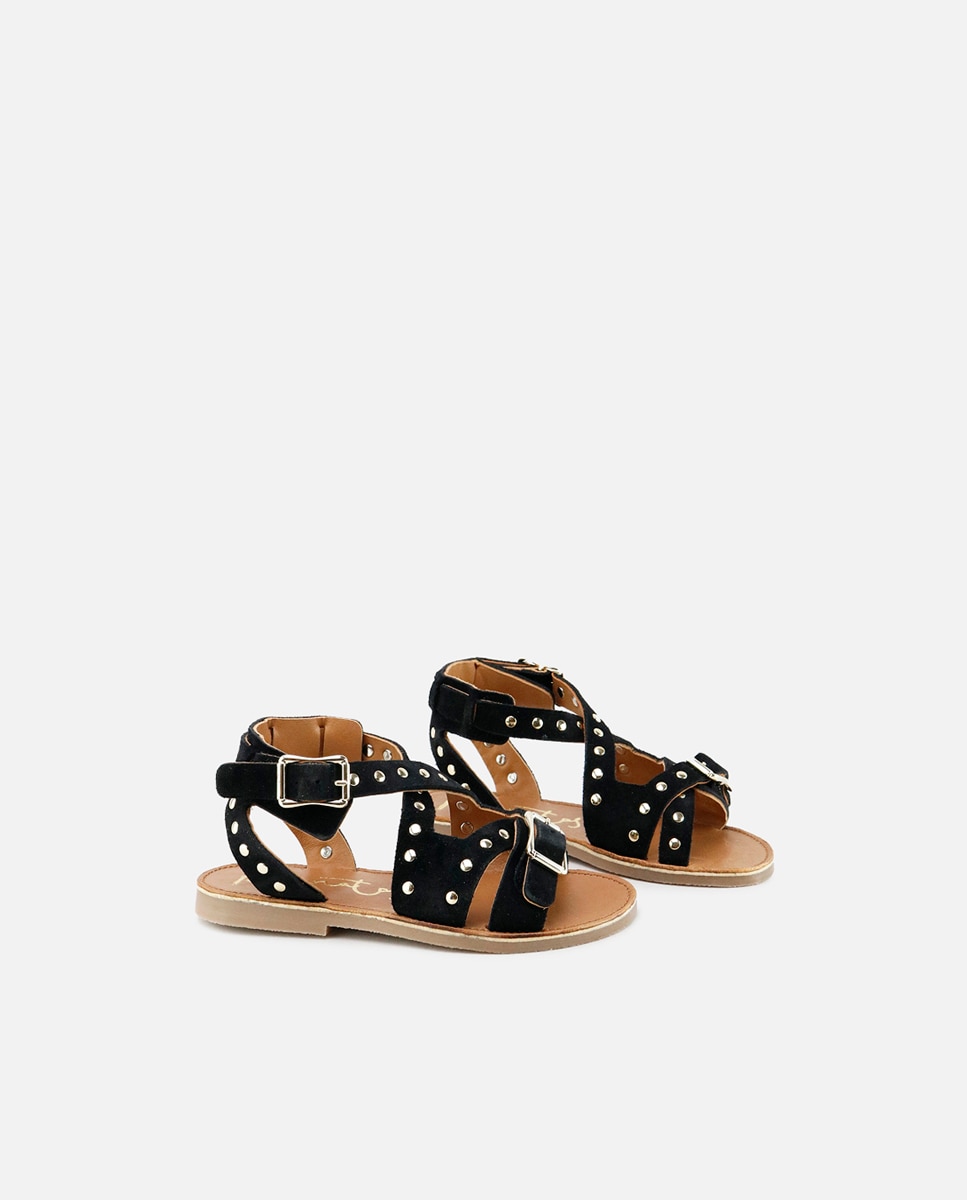 ジュニアそれいゆ　1957　No.14～25 Sandalias de niña en piel serraje con tachas Negro Eli 1957 · El
