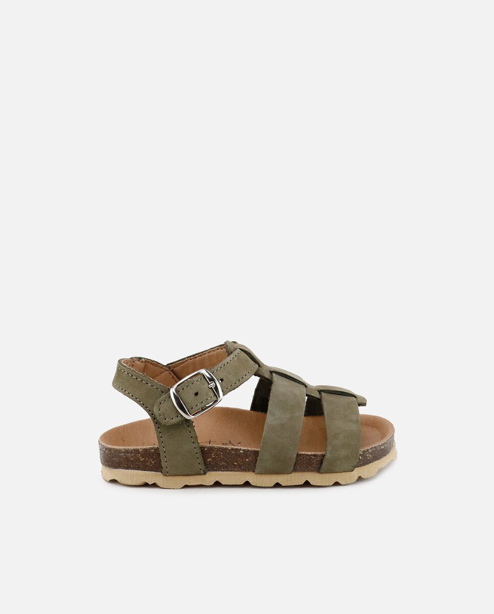 Sandalias unisex en piel con planta bio