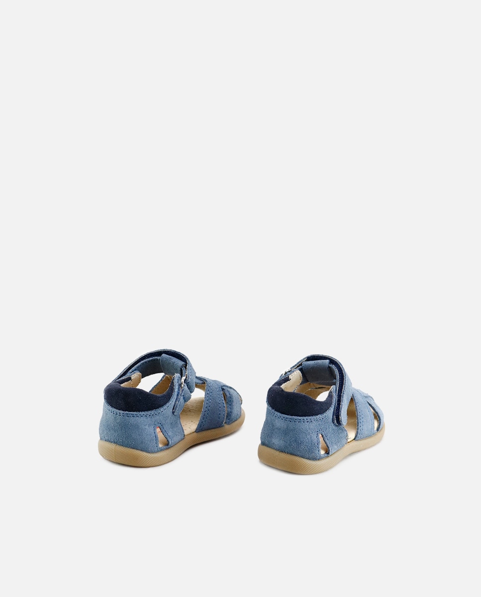 Eli 1957 - Sandalias de bebé en piel serraje estilo cangrejera.