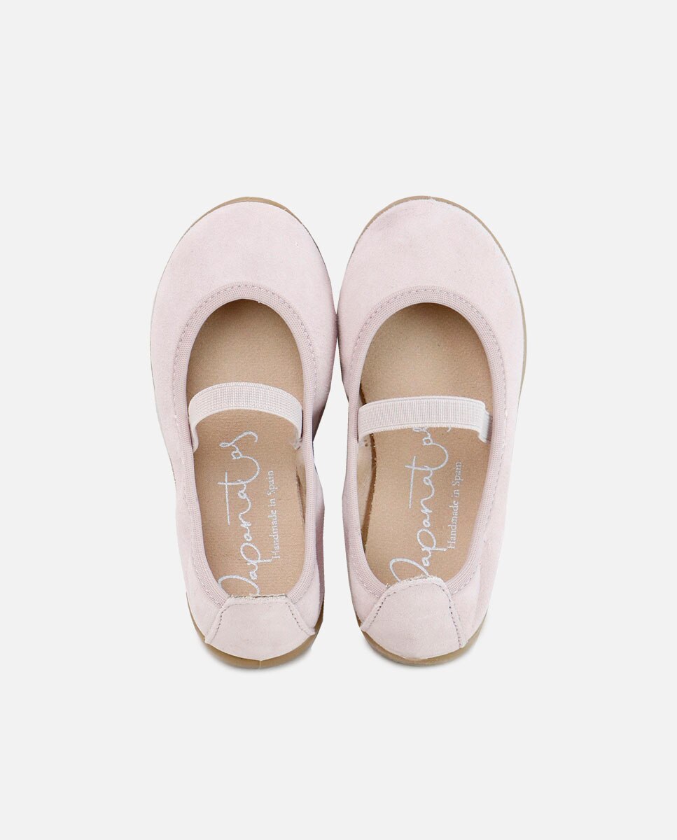 Bailarinas de niña en ante con elástico - Eli 1957 - Rosa Rosa-4
