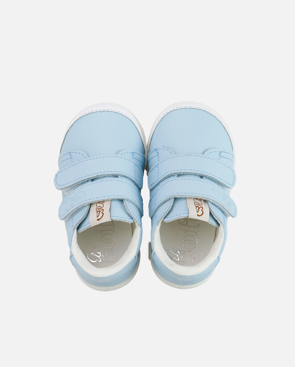 Zapatillas barefoot de bebé en piel lavable - Eli 1957 - Azul claro Azul claro-4