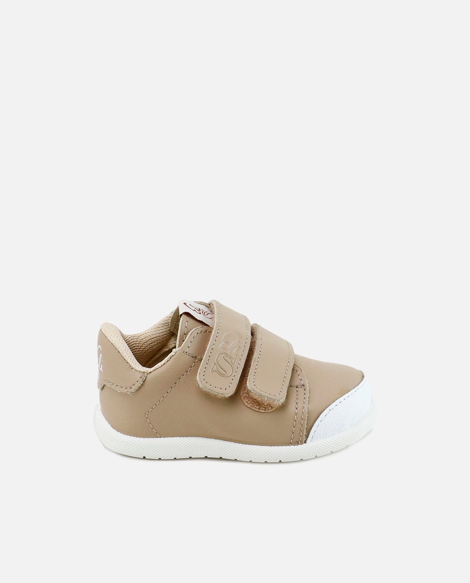 Imagen 0 de Zapatillas barefoot de bebé en piel lavable Azul claro