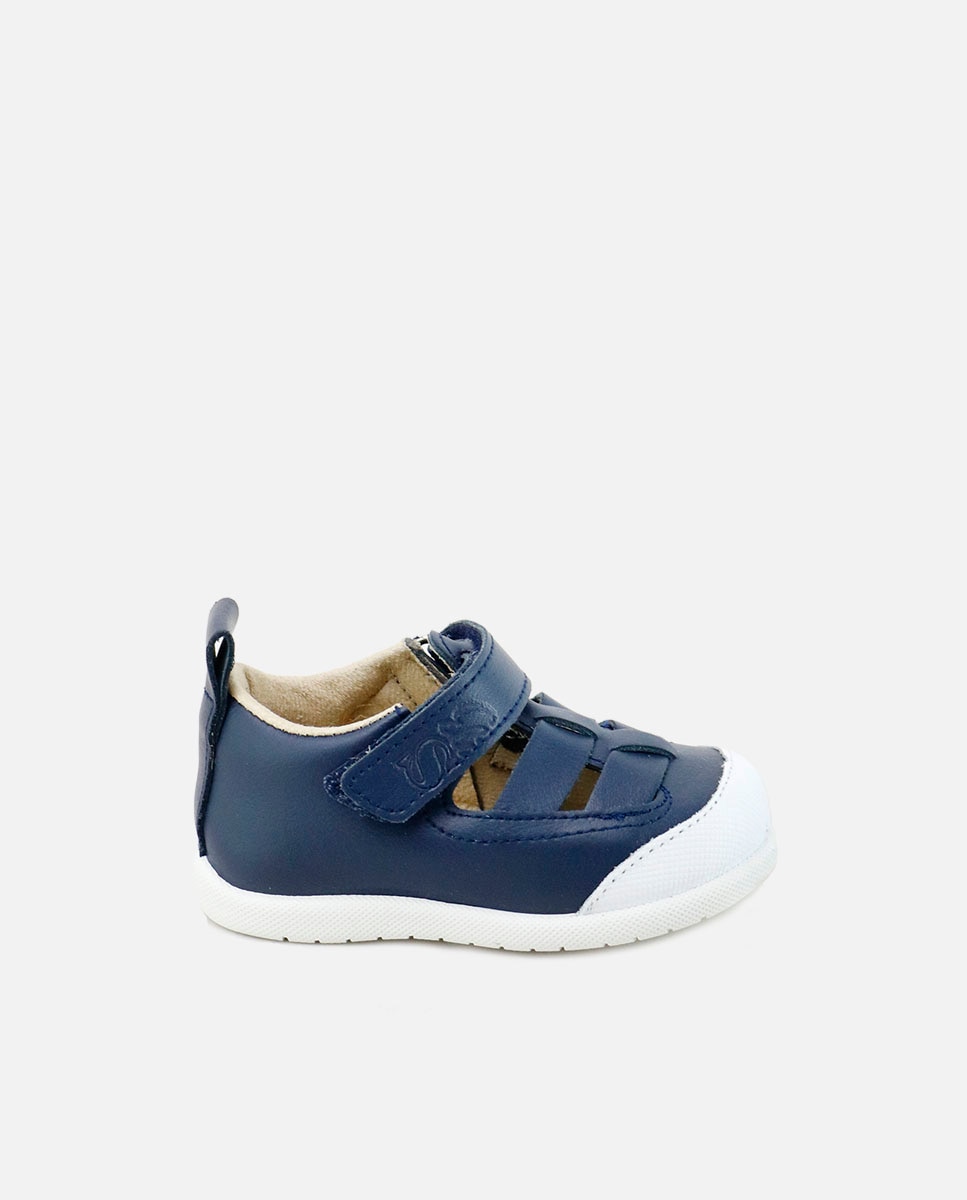 Imagen 0 de Sandalias barefoot de bebé en piel lavable Azul