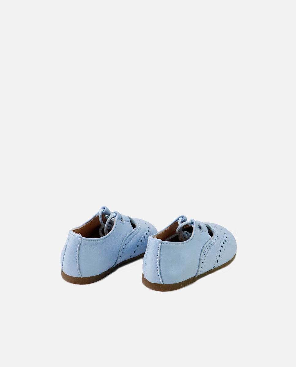 Bluchers de bebé en piel con picados - Eli 1957 - Azul claro Azul claro-3