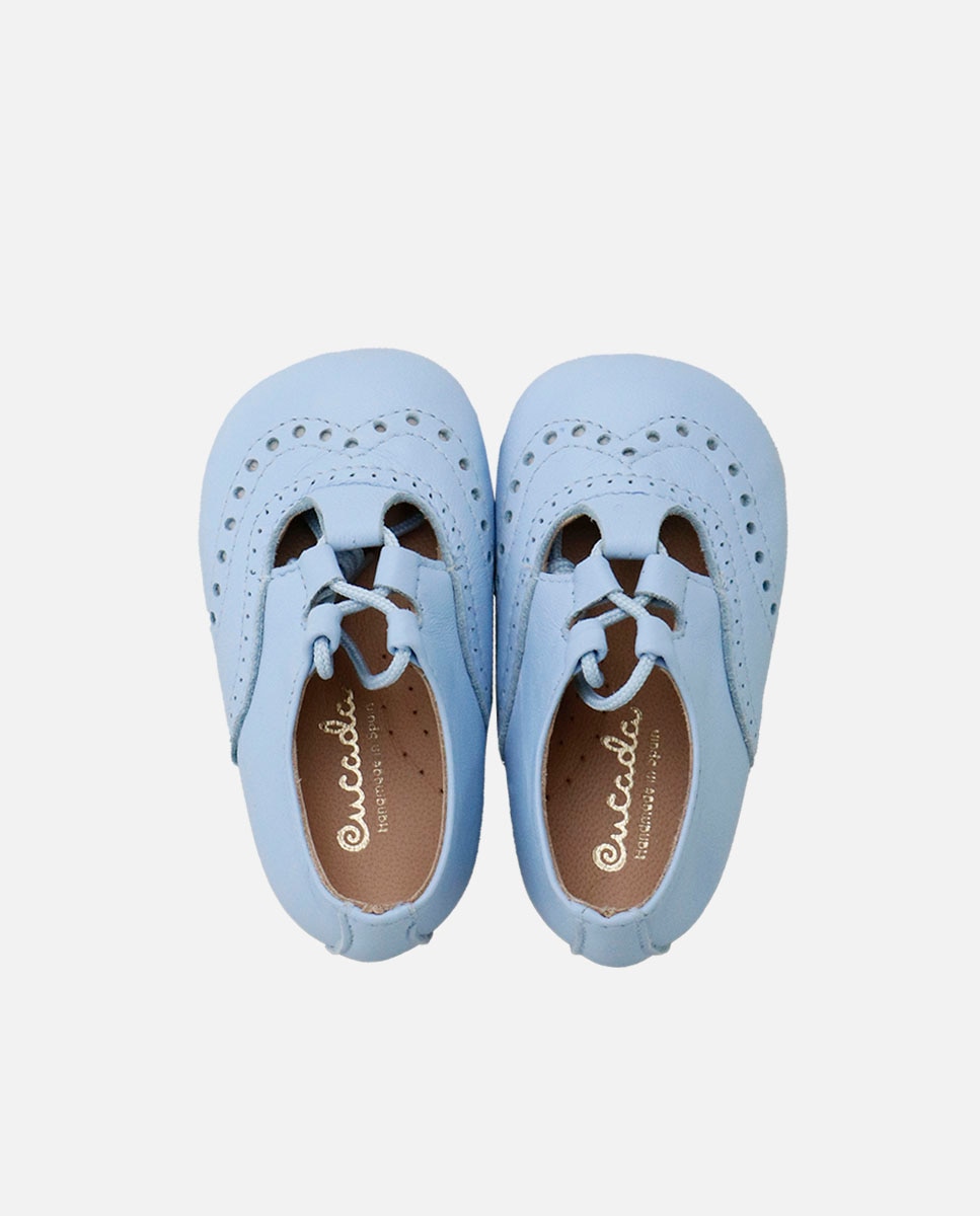 Bluchers de bebé en piel con picados - Eli 1957 - Azul claro Azul claro-4